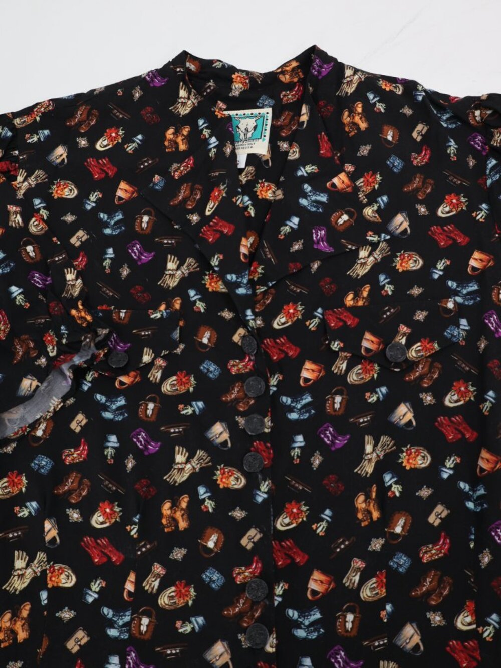 VTG Desert West By Sherry Holt Blouse Women Small Rayon western Shirt Button up